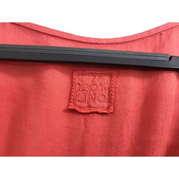 120% LINO Coral Linen Button Front Shirt Dress - Picture 10 of 12